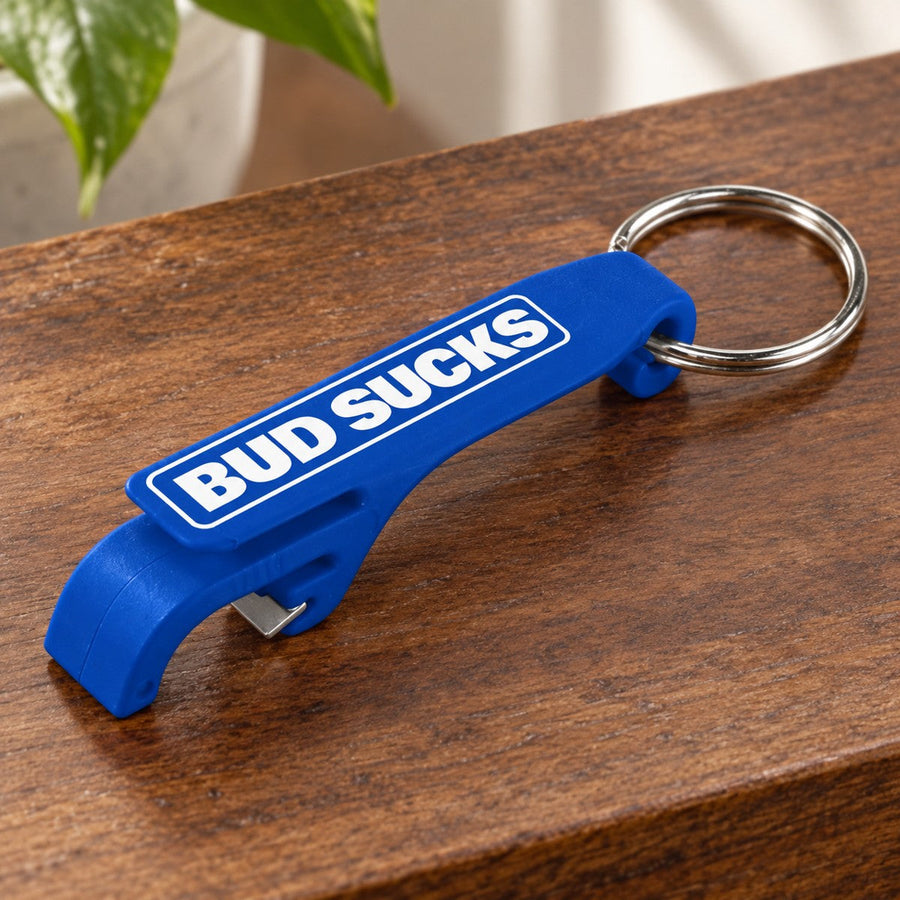 Bottle Opener Keychain - Bud Sucks
